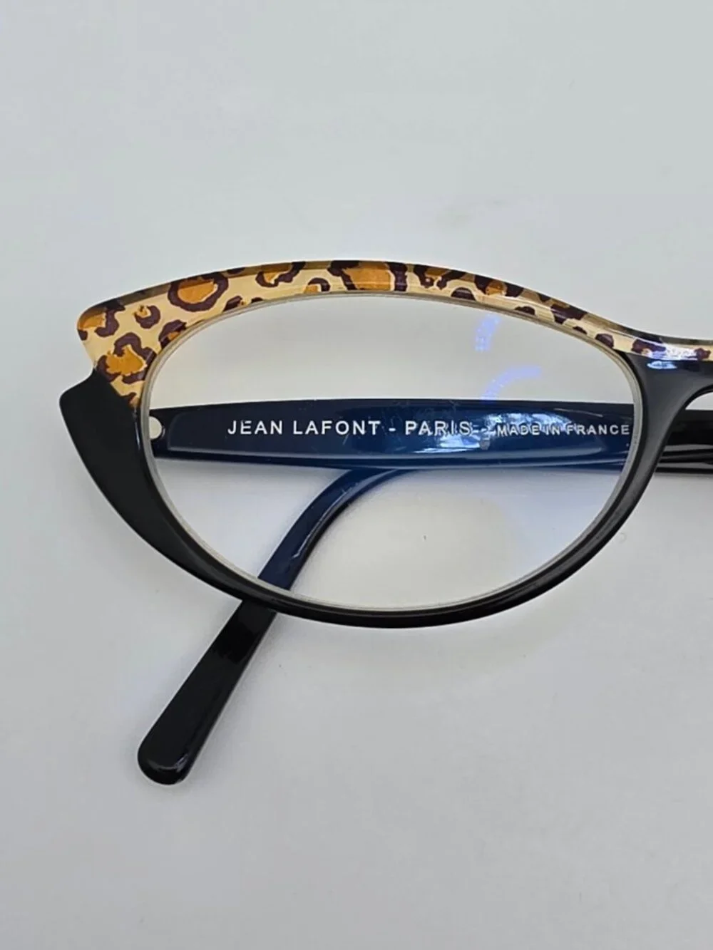 Jean Lafont Paris Saveur 100 Black Leopard Cat Eye Eyeglasses Frame w/ Case 53mm